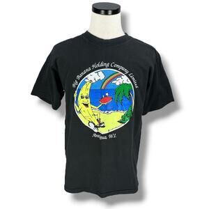 Vintage Antigua Big Banana Holding Company T-Shirt Men's Large Black 80s USA